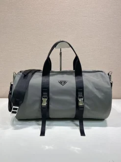 PRADA Duffles Bags Parachute Fabric (Grey-Black) 50X27X27CM E00202608081162