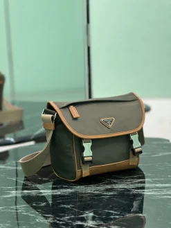 Alternative view of PRADA Messenger Bags Re-Nylon Leather (Green-Brown) 20X19X10CM D00202608081754