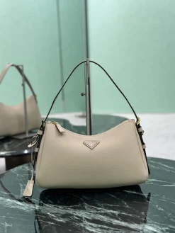 PRADA Shoulder Bags Calf Leather (Beige-Black) 31x18x10cm F70202608081701