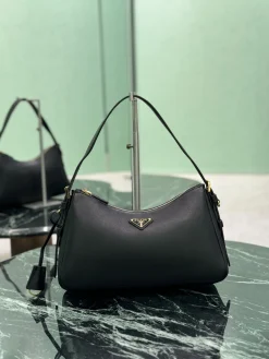 PRADA Shoulder Bags Calf Leather (Black-Gold) 31X18X10CM F70202608081697