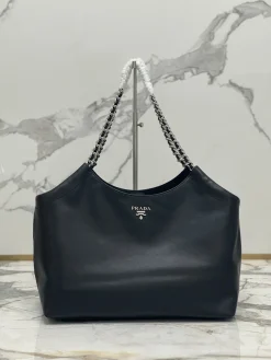 PRADA Shoulder Bags Calf Leather (Black-Silver) 39X29X19CM H20202608081722