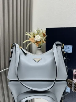 PRADA Shoulder Bags Calf Leather (Blue-Gold) 31X18X10CM F60202608081515