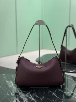 PRADA Shoulder Bags Calf Leather (Burgundy-Gold) 31X18X10CM F70202608081696