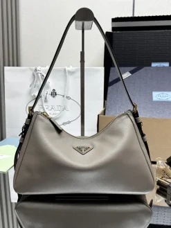 PRADA Shoulder Bags Calf Leather (Gray-Gold) 31X18X10CM F60202608081511