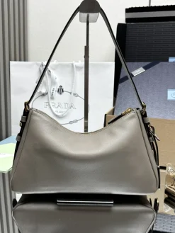 Alternative view of PRADA Shoulder Bags Calf Leather (Gray-Gold) 31X18X10CM F60202608081511