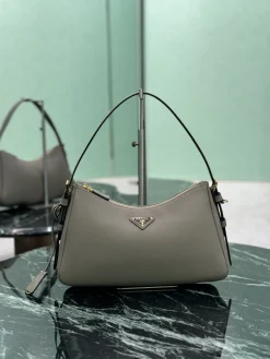 PRADA Shoulder Bags Calf Leather (Gray-Gold) 31x18x10cm F70202608081699
