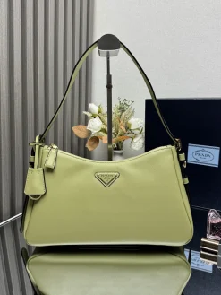 PRADA Shoulder Bags Calf Leather (Green-Gold) 31X18X10CM F60202608081517