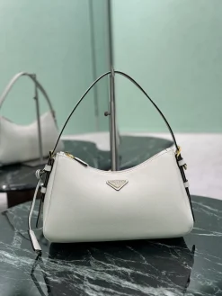 PRADA Shoulder Bags Calf Leather (White-Black) 31X18X10CM F70202608081700