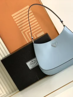PRADA Shoulder Bags Calfskin Leather (Blue-Black) 27X21X5CM D70202608081128
