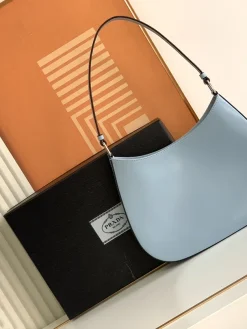 Alternative view of PRADA Shoulder Bags Calfskin Leather (Blue-Black) 27X21X5CM D70202608081128