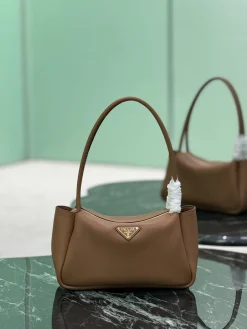 PRADA Shoulder Bags Calfskin Leather (Brown-Gold) 28x18x11cm F60202608081805