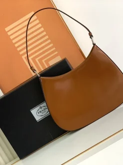 Alternative view of PRADA Shoulder Bags Calfskin Leather (Brown-Silver) 27X21X5CM D70202608081126