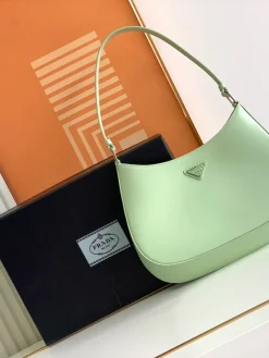 PRADA Shoulder Bags Calfskin Leather (Green-Silver) 27X21X5CM D70202608081132