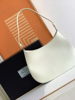 Alternative view of PRADA Shoulder Bags Calfskin Leather (White-Silver) 27X21X5CM D70202608081131