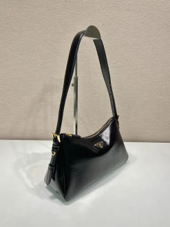 Alternative view of PRADA Shoulder Bags Crinkled Patent Leather (Black-Gold) 31X18X10CM F40202608081024