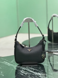 PRADA Shoulder Bags Crossgrain Leather (Black-Gold) 22X18X6CM D80202608081959
