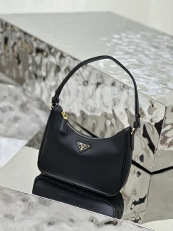PRADA Shoulder Bags Crossgrain Leather (Black-Gold) 22X18X6CM D80202608081966