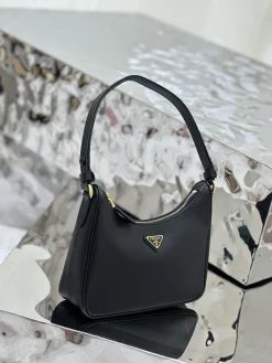 Alternative view of PRADA Shoulder Bags Crossgrain Leather (Black-Gold) 22X18X6CM D80202608081966
