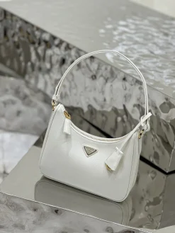 PRADA Shoulder Bags Crossgrain Leather (White-Gold) 22X18X6CM D80202608081967