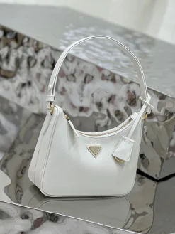 Alternative view of PRADA Shoulder Bags Crossgrain Leather (White-Gold) 22X18X6CM D80202608081967
