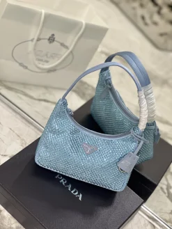 Alternative view of PRADA Shoulder Bags Crystal Mesh (Blue-Silver) 23X13X5CM D00202608081925