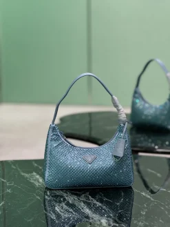 PRADA Shoulder Bags Crystal Mesh (Blue-Silver) 23x13x5cm D00202608081912