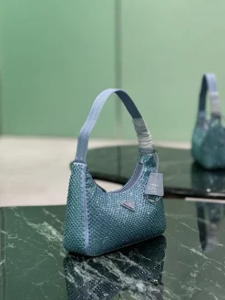 Alternative view of PRADA Shoulder Bags Crystal Mesh (Blue-Silver) 23x13x5cm D00202608081912
