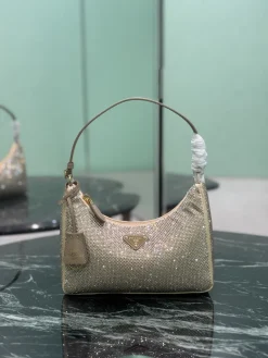 PRADA Shoulder Bags Crystal Mesh (Gold-Beige) 22X12X6CM E00202608081929