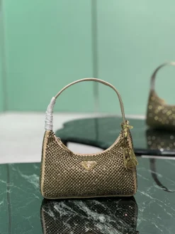 PRADA Shoulder Bags Crystal Mesh (Gold-Beige) 23X13X5CM D00202608081910
