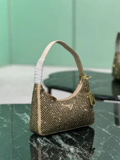 Alternative view of PRADA Shoulder Bags Crystal Mesh (Gold-Beige) 23X13X5CM D00202608081910