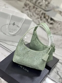 Alternative view of PRADA Shoulder Bags Crystal Mesh (Green) 23X13X5CM D00202608081926