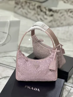 PRADA Shoulder Bags Crystal Mesh (Pink-Silver) 23X13X5CM D00202608081924