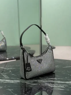 Alternative view of PRADA Shoulder Bags Crystal Mesh (Silver-Black) 22X12X6CM D50202608081928