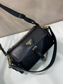 Alternative view of PRADA Shoulder Bags Lamb Leather (Black-Gold) 30x14x10 CM E80202608081022