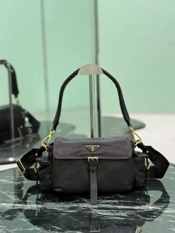 PRADA Shoulder Bags Lambskin (Black-Gold) 30X14X10CM F00202608081729