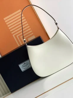 Alternative view of PRADA Shoulder Bags Leather (White-Black) 27X21X5CM D70202608081125