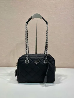 PRADA Shoulder Bags Nylon (Black-Silver) 26x19x11 cm D60202608080969