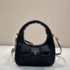PRADA Shoulder Bags Nylon Lambskin (Black-Gold) 22x13x7cm D60202608081050