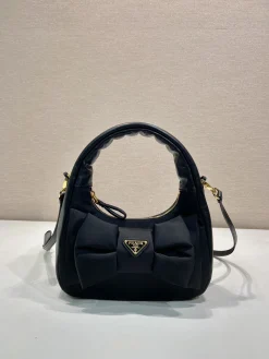 PRADA Shoulder Bags Nylon Lambskin (Black-Gold) 22x13x7cm D60202608081050