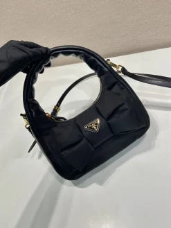 Alternative view of PRADA Shoulder Bags Nylon Lambskin (Black-Gold) 22x13x7cm D60202608081050