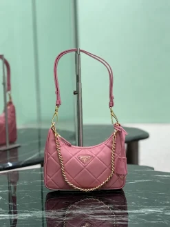 PRADA Shoulder Bags Nylon Leather (Pink-Gold) 22X18X6CM D40202608081956