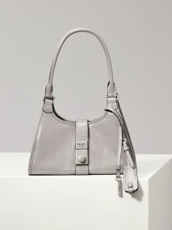 PRADA Shoulder Bags Oiled Leather (Gray-Silver) 26X18X12CM F30202608081111