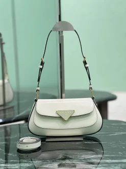 PRADA Shoulder Bags Patent Calf Leather (White-Gold) 24X11X4CM F20202608081832