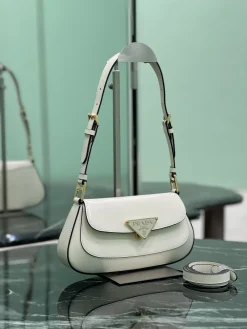 Alternative view of PRADA Shoulder Bags Patent Calf Leather (White-Gold) 24X11X4CM F20202608081832