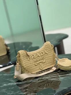 Alternative view of PRADA Shoulder Bags Raffia (Beige-Gold) 22X18X6CM G80202608081378