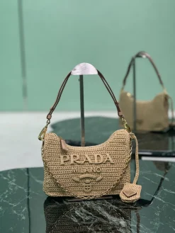 PRADA Shoulder Bags Raffia (Beige-Gold) 22X18X6CM G80202608081381