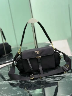 Alternative view of PRADA Shoulder Bags Recycled Nylon (Black-Gold) 30X14X10CM D40202608081733