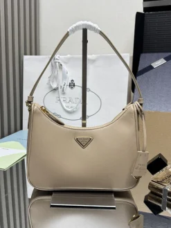 PRADA Shoulder Bags Saffiano Leather (Beige-Gold) 22X18X6 CM E00202608081536