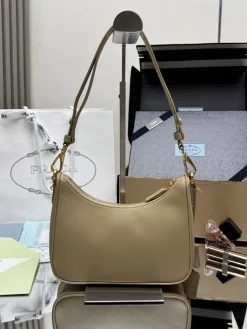 Alternative view of PRADA Shoulder Bags Saffiano Leather (Beige-Gold) 22X18X6 CM E30202608081525