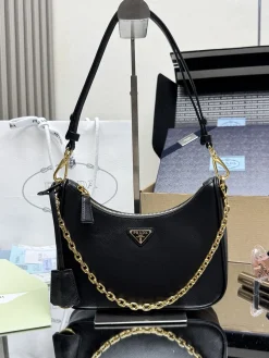 PRADA Shoulder Bags Saffiano Leather (Black-Gold) 22X18X6CM E30202608081521